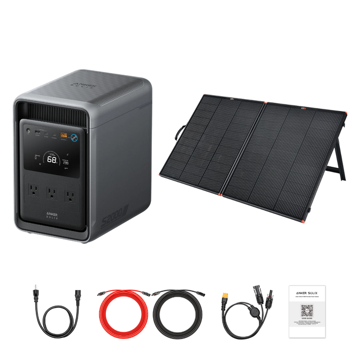 Anker SOLIX S2000 Portable Power Station + Custom Solar Panel Bundle Option