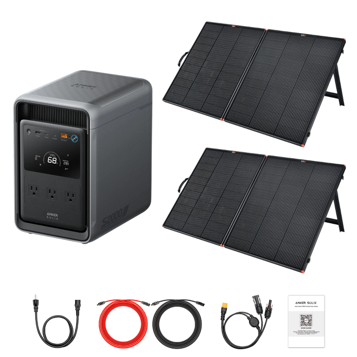 Anker SOLIX S2000 Portable Power Station + Custom Solar Panel Bundle Option