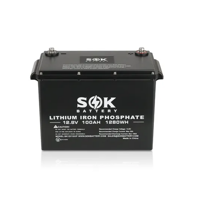 SOK Battery 12V 100Ah LiFePO4 Marine Grade Battery