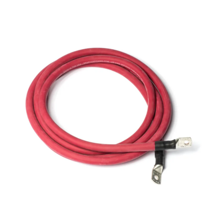 Spartan Power 2/0 AWG Red Pure Copper Terminated Welding Inverter Battery Cable