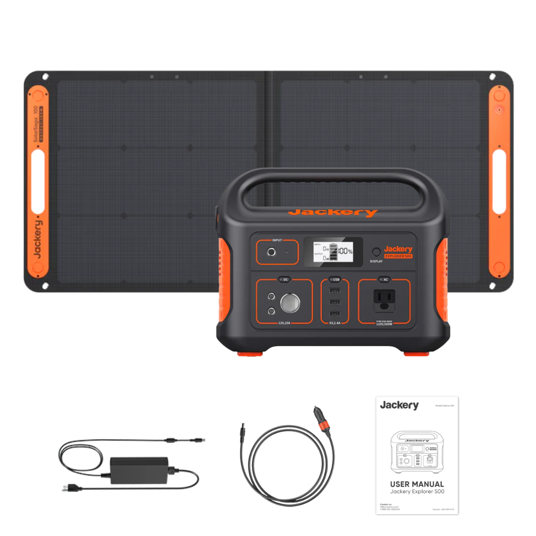 Jackery Solar Generator 500 SolarSaga 100W Portable Solar Panel