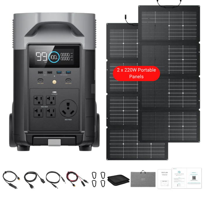 EcoFlow DELTA Pro Solar Generator + 220W Portable Solar Panels