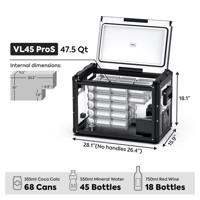 ICECO VL45ProS 47.5QT 45L Single Zone Portable Fridge Freezer