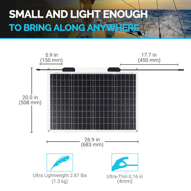 Renogy 50 Watt 12 Volt Flexible Monocrystalline Solar Panel