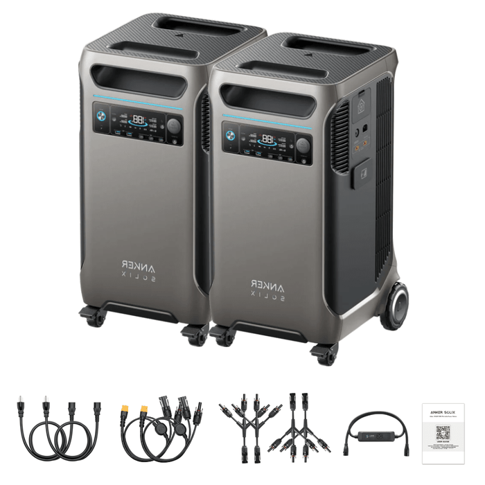 Anker SOLIX F3800 3840Wh Portable Power Station x 2 + Double Power Hub - Off Grid Stores