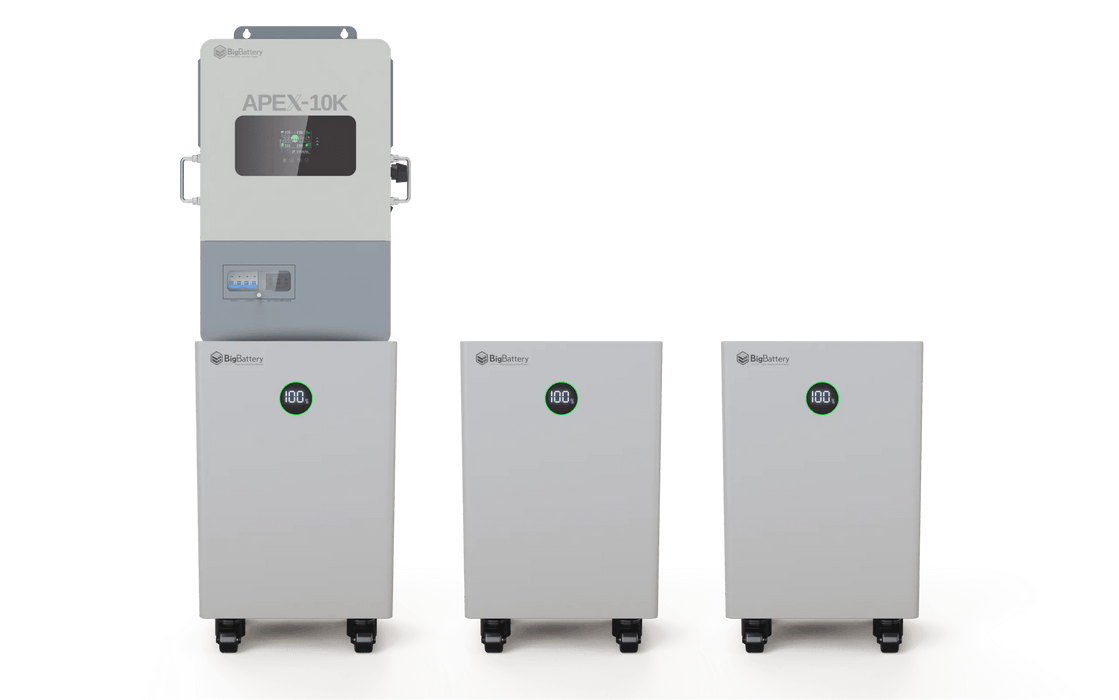 BigBattery NEXUS 51.2V 15kWH LiFePO4 Battery + APEX 10K Off - Grid Inverter - Off Grid Stores