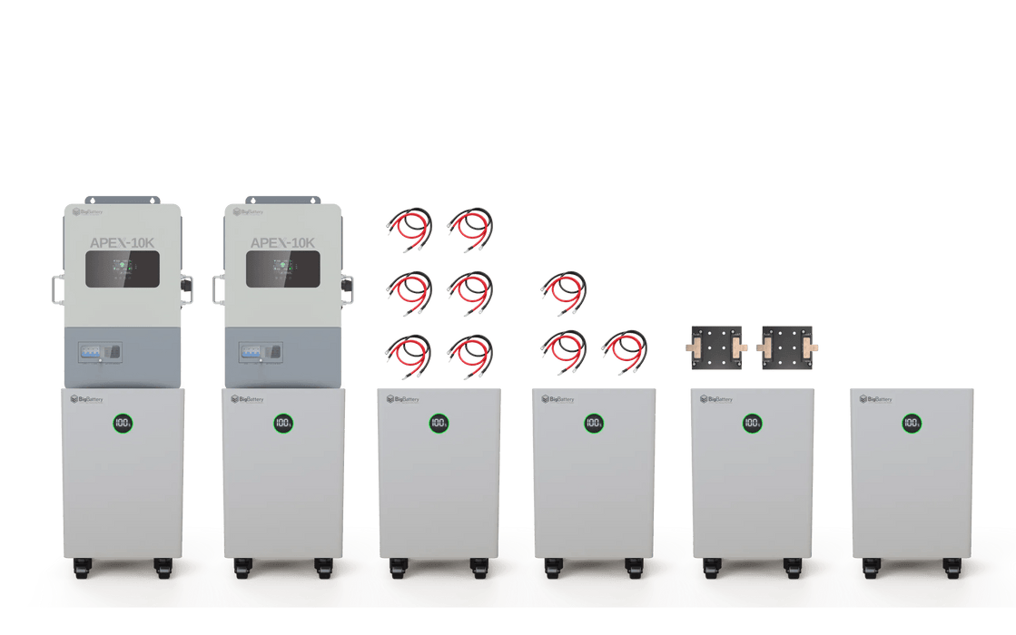 BigBattery NEXUS 51.2V 15kWH LiFePO4 Battery + APEX 10K Off - Grid Inverter - Off Grid Stores