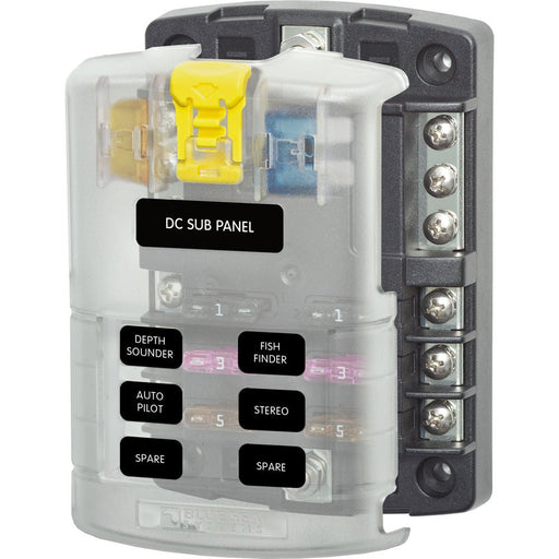Blue Sea 5025 ST Blade Fuse Block w/Cover - 6 Circuit w/Negative Bus - Off Grid Stores