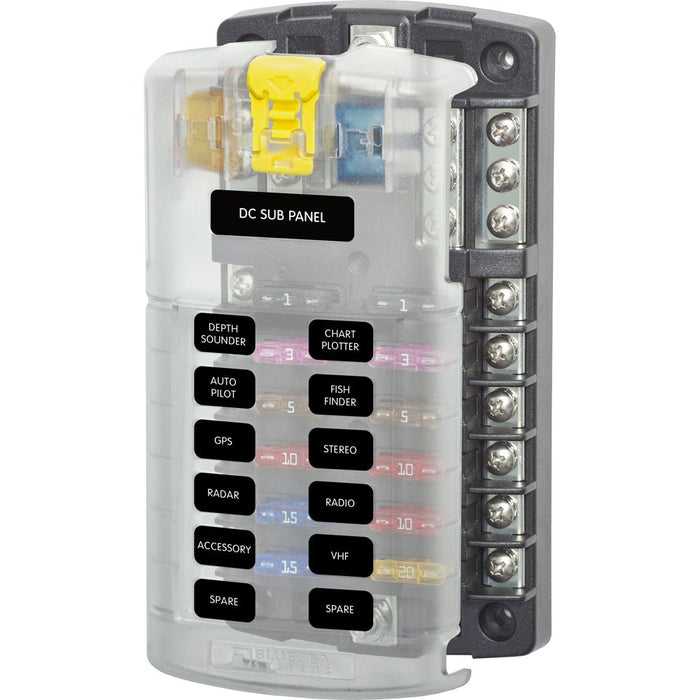 Blue Sea 5026 ST Blade Fuse Block w/Cover - 12 Circuit w/Negative Bus - Off Grid Stores