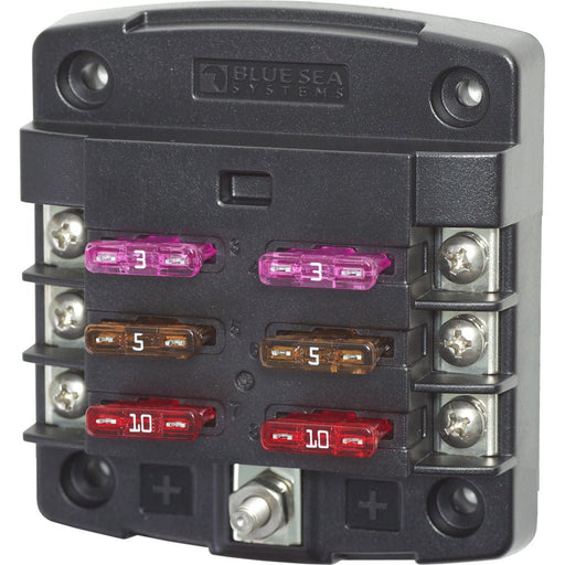 Blue Sea 5033 ST Blade Fuse Block w/out Cover - 6 Circuit w/out Negative Bus - Off Grid Stores
