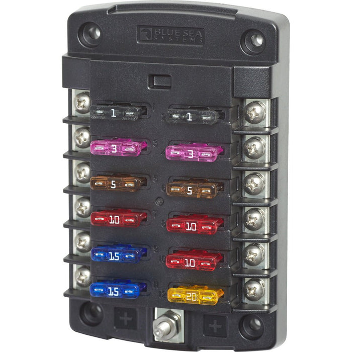 Blue Sea 5034 ST Blade Fuse Block w/out Cover - 12 Circuit w/out Negative Bus - Off Grid Stores