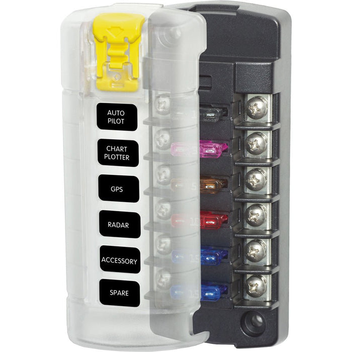 Blue Sea 5035 ST Blade Fuse Block w/Cover - 6 Circuit Independent w/o Negative Bus - Off Grid Stores