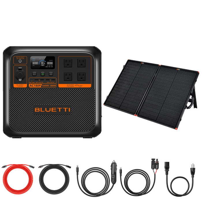 BLUETTI AC180P 1440Wh 1800W Solar Generator + Choose Custom Solar Panel Bundle Option - Off Grid Stores