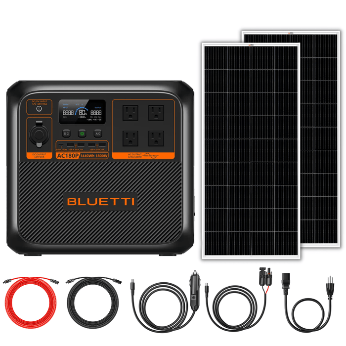 BLUETTI AC180P 1440Wh 1800W Solar Generator + Choose Custom Solar Panel Bundle Option - Off Grid Stores