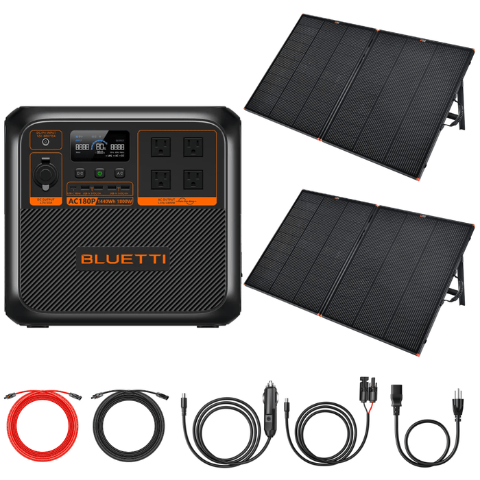 BLUETTI AC180P 1440Wh 1800W Solar Generator + Choose Custom Solar Panel Bundle Option - Off Grid Stores