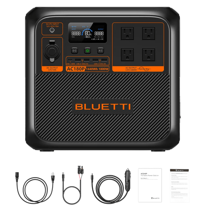 BLUETTI AC180P 1440Wh 1800W Solar Generator Portable Power Station - Off Grid Stores