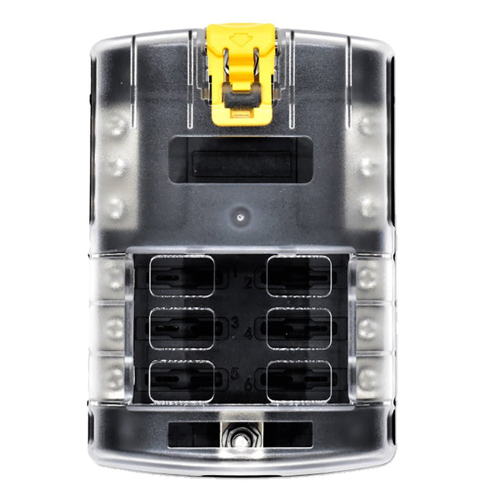 Bluewater 6 Position Fuse Block ATC w/Yellow Slide - Off Grid Stores