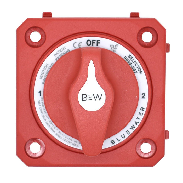 Bluewater Off/1/2/Both Battery Switch - Panel Mount - Red - Off Grid Stores