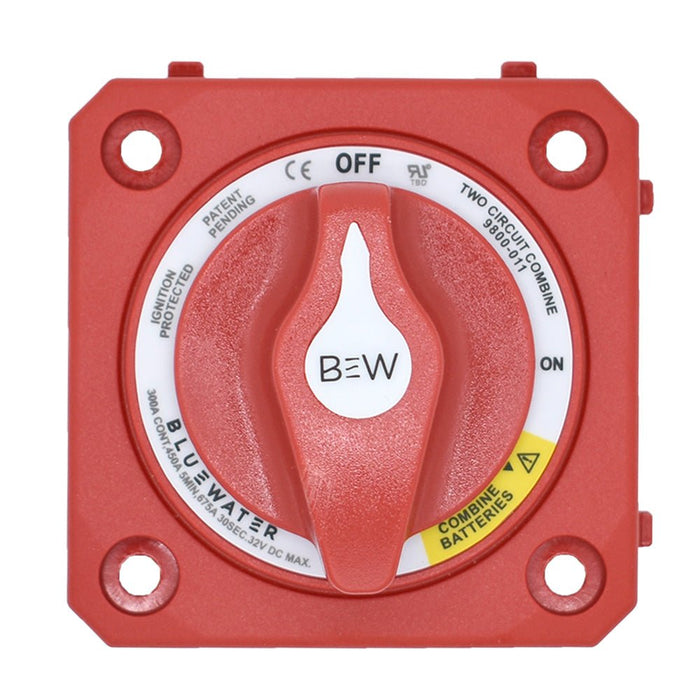 Bluewater Off/On Combine Battery Switch w/o Base - Panel Mount - Red - Off Grid Stores