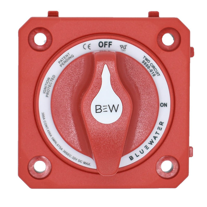 Bluewater On/Off 4 Post Dual Circuit Battery Switch w/o Base - Panel Mount - Red - Off Grid Stores