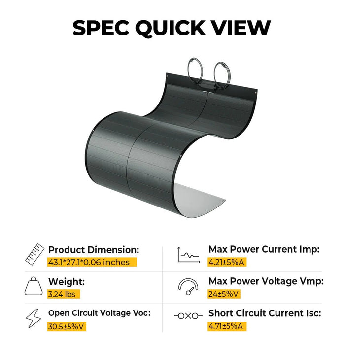 BougeRV 100W CIGS Thin - film Flexible Solar Panel With Pre - Punched Holes - Off Grid Stores