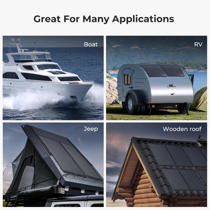 BougeRV Arch 100 Watt Fiberglass Flexible Curved Solar Panel - Off Grid Stores