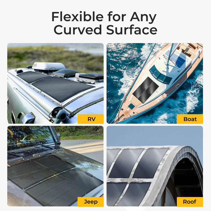 BougeRV Arch 200 Watt Fiberglass Flexible Curved Solar Panel - Off Grid Stores