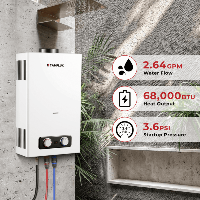 Camplux 2.64 GPM Tankless Gas Water Heater, Propane Shower Portable - Off Grid Stores