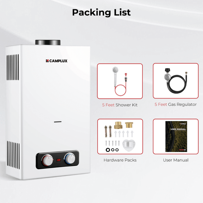 Camplux 2.64 GPM Tankless Gas Water Heater, Propane Shower Portable - Off Grid Stores