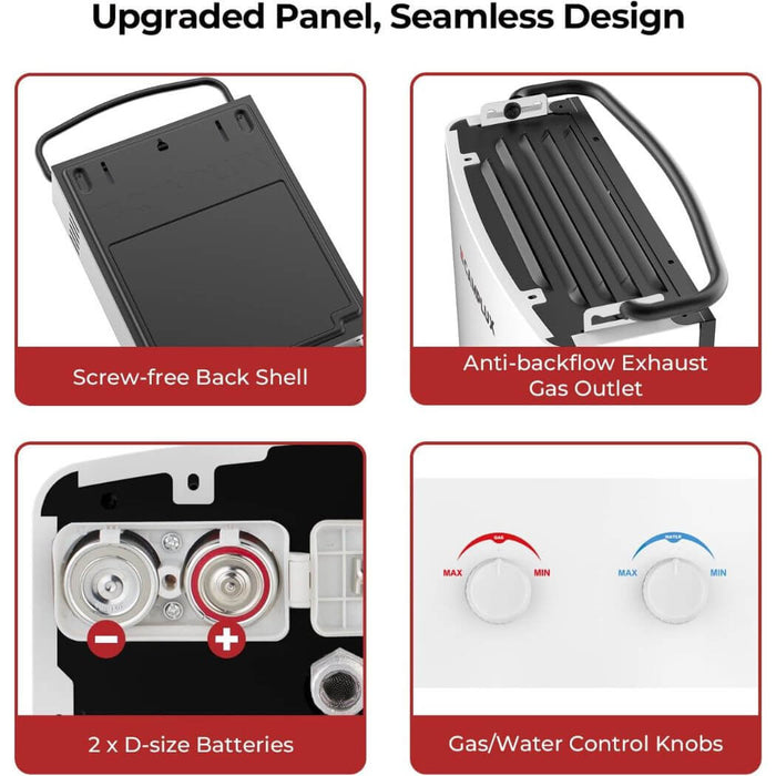 Camplux 5L 1.32 GPM Outdoor Portable Propane Tankless Water Heater - White - Off Grid Stores