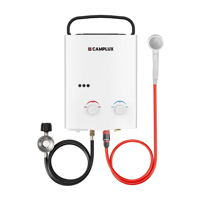 Camplux 5L 1.32 GPM Outdoor Portable Propane Tankless Water Heater - White - Off Grid Stores