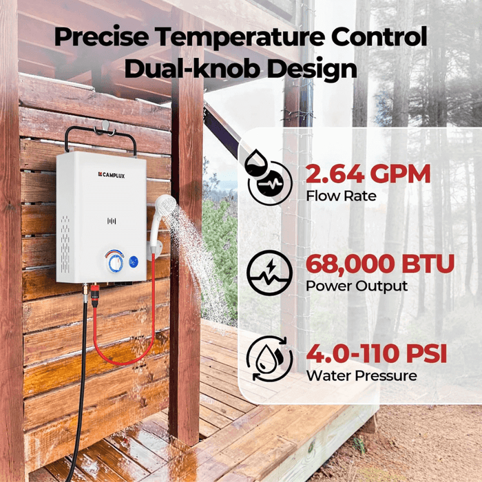 Camplux First F10 LPG Camping Water Heater - Off Grid Stores