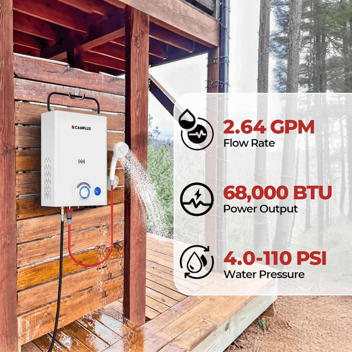 First Heater Camplux First F10 Pro LPG Camping Water Heater Pump Kit - Off Grid Stores