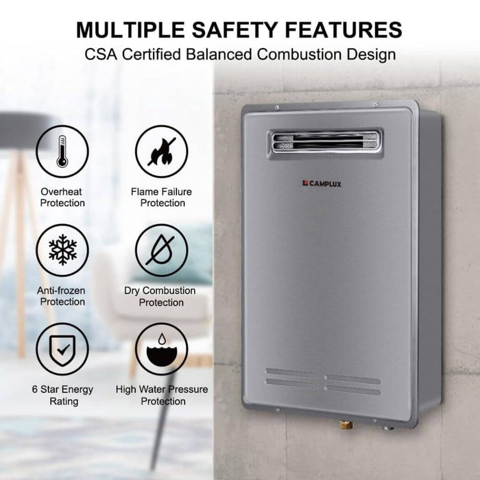 Camplux Whole Home Outdoor Tankless Hot Water Heater 5.28 GPM | Gray - Off Grid Stores