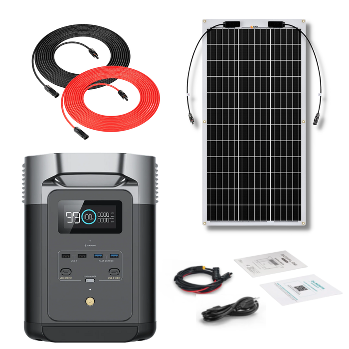 EcoFlow DELTA 2 1024Wh 1800W Solar Generator + 100W Flexible Monocrystalline Solar Panels Kit