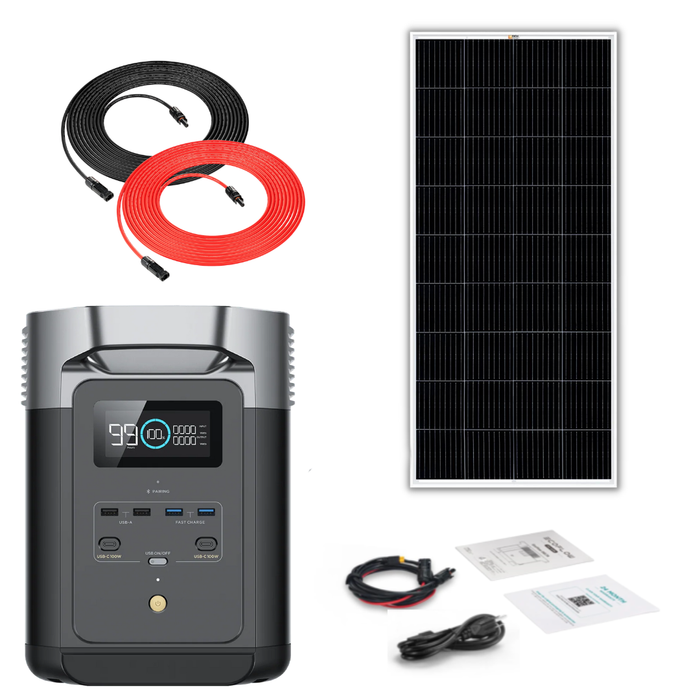 EcoFlow DELTA 2 1024Wh 1800W Solar Generator + 200W Rigid Monocrystalline Solar Panels Kit