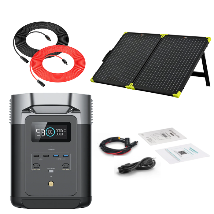 EcoFlow DELTA 2 1024Wh 1800W Solar Generator + 200W Portable Monocrystalline Solar Panels Kit