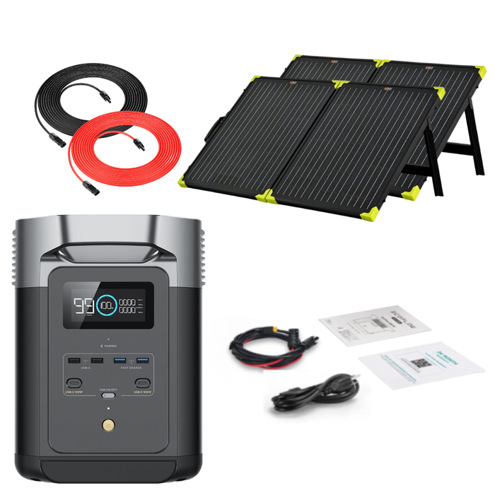 EcoFlow DELTA 2 1024Wh 1800W Solar Generator + 200W Portable Monocrystalline Solar Panels Kit