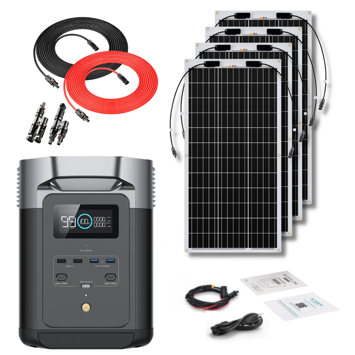 EcoFlow DELTA 2 1024Wh 1800W Solar Generator + 100W Flexible Monocrystalline Solar Panels Kit