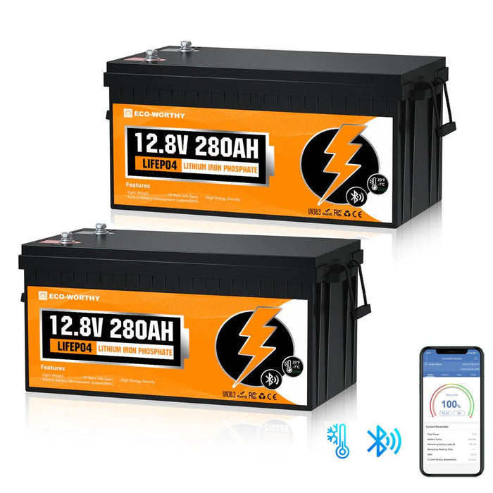 ECO - WORTHY 12V 280Ah Lithium Iron Phosphate Battery With Bluetooth - Off Grid Stores