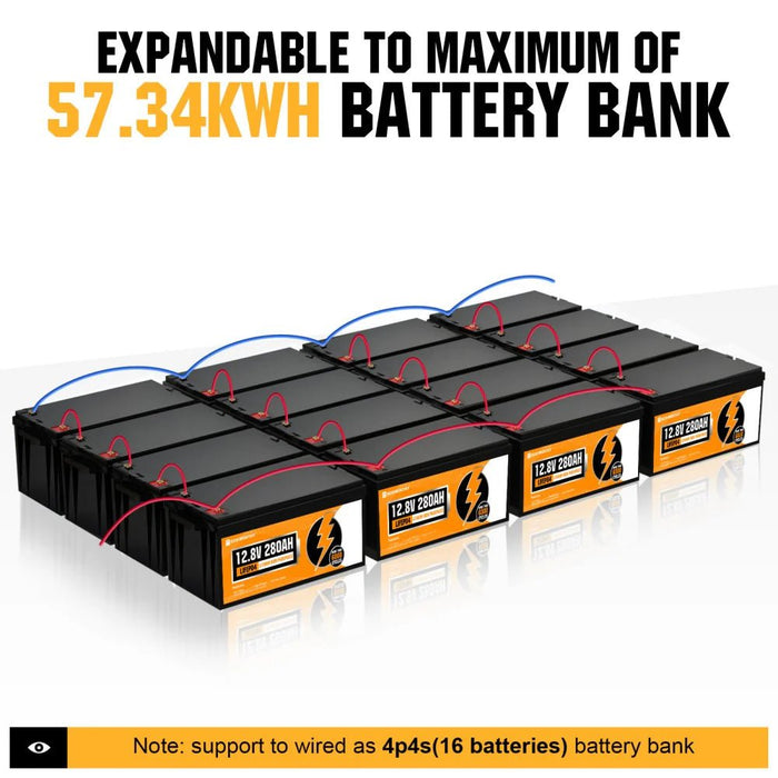 ECO - WORTHY 12V 280Ah Lithium Iron Phosphate Battery With Bluetooth - Off Grid Stores