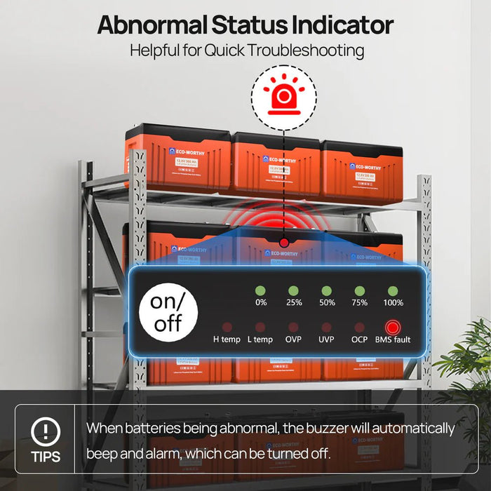 ECO - WORTHY 12V 300AH Lifepo4 Lithium Battery Bluetooth With SOC LEDs And Low Temp Protection - Off Grid Stores