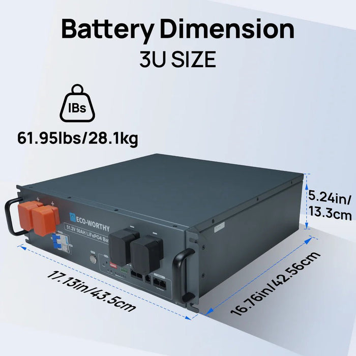 ECO - WORTHY 48V (51.2V) 50Ah Server Rack Battery - Off Grid Stores