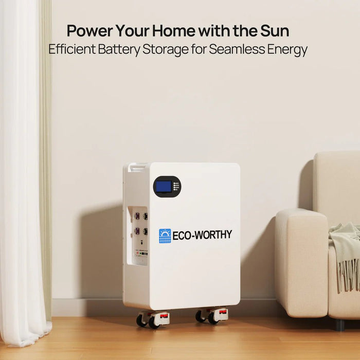 ECO - WORTHY 51.2V 280Ah LiFePO4 Floor Standing Battery with 4 Footmaster Nylon Wheels for Off - grid Home Energy Storage - Off Grid Stores