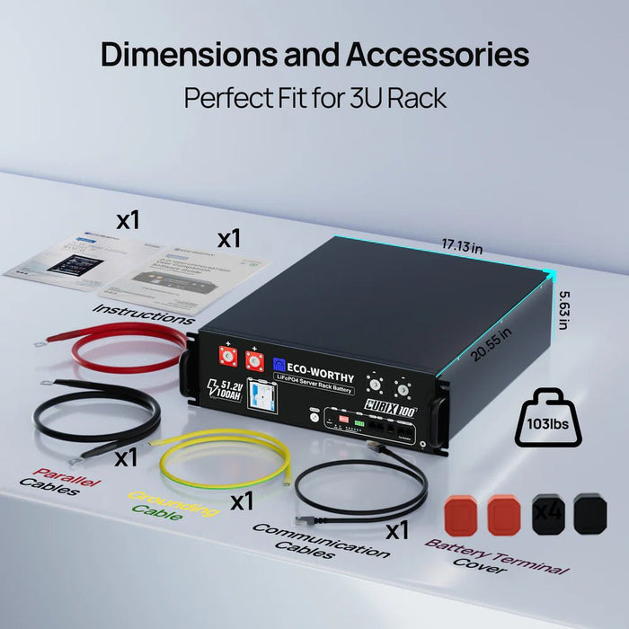 ECO - WORTHY Cubix 100 48V 100Ah Server Rack Battery - Off Grid Stores