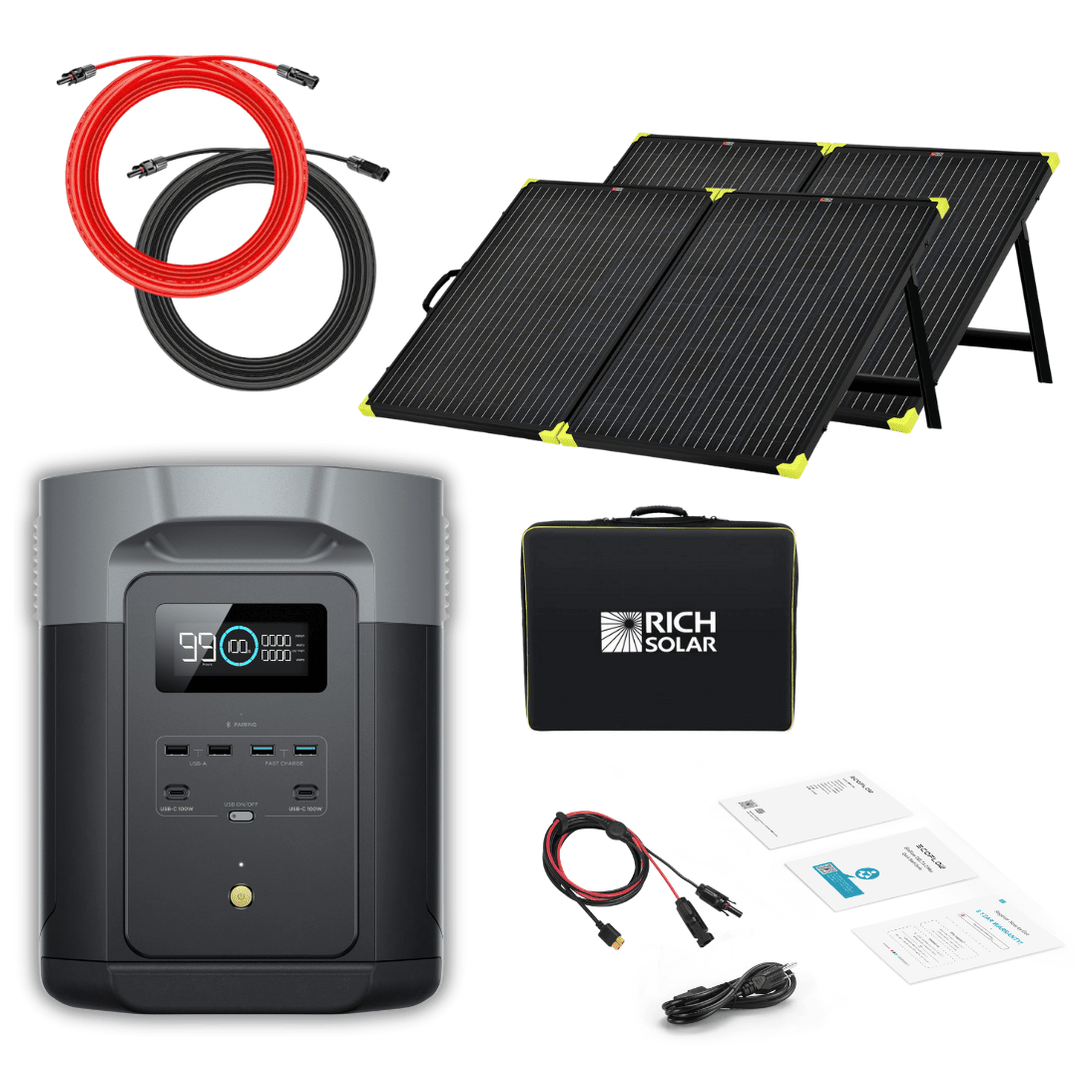 EcoFlow Delta 2 Max 2048Wh 2400W LiFePO4 Solar Generator + 100W ...