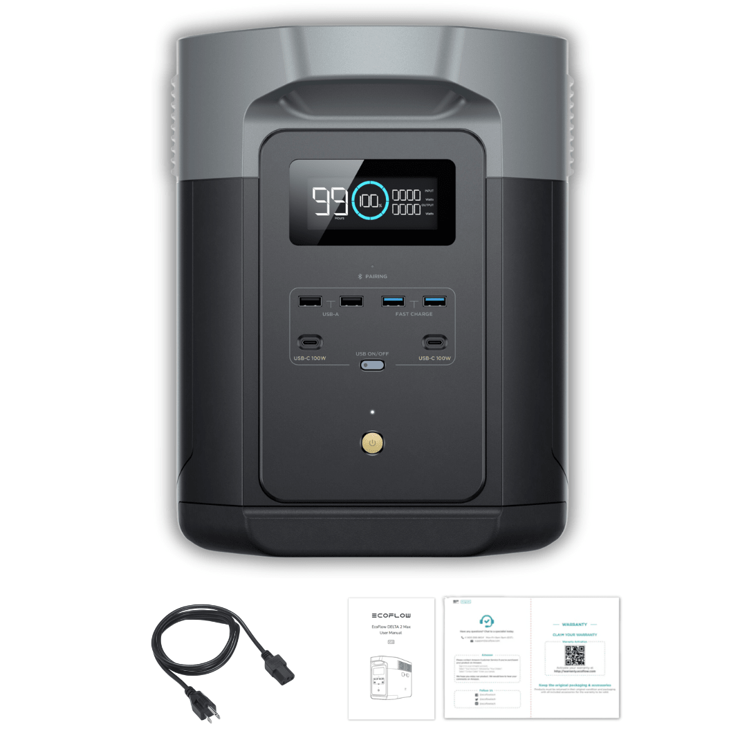 EcoFlow DELTA 2 Max 2048Wh 2400W LiFePO4 Solar Generator - Off EcoFlow DELTA 2 Max 2048Wh 2400W LiFePO4 Solar Generator - Off