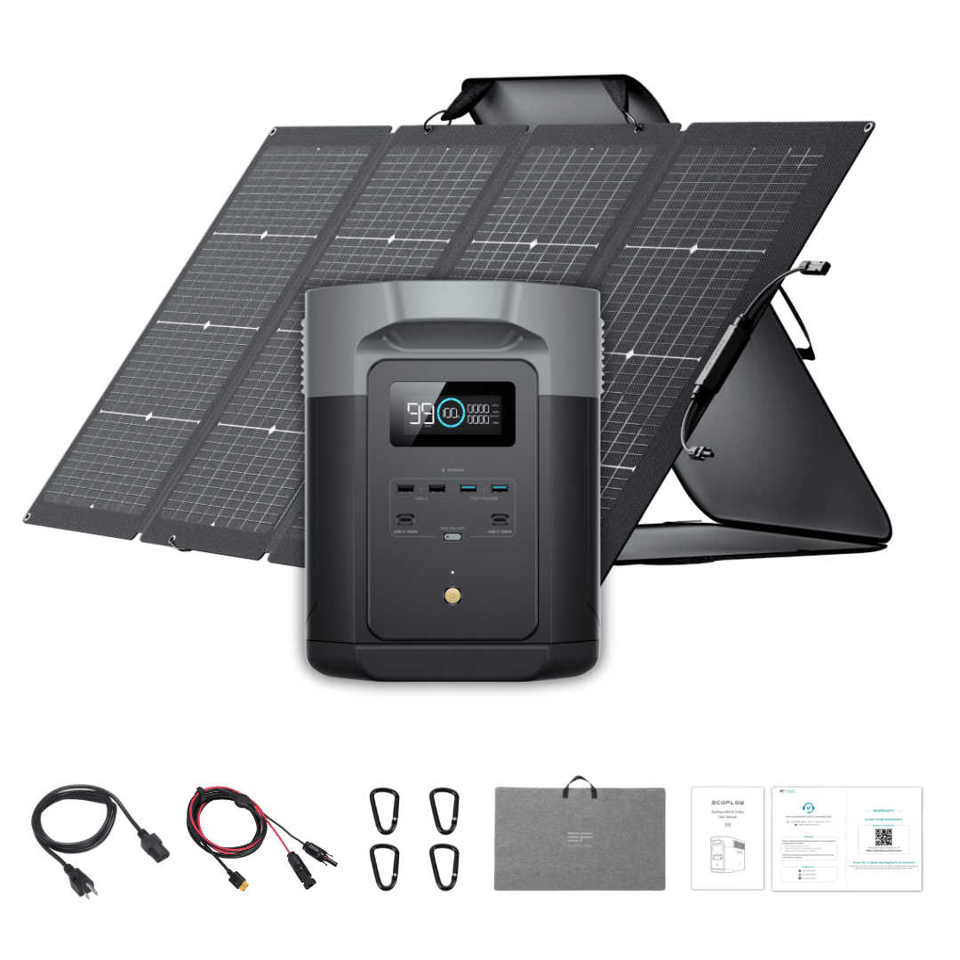 EcoFlow DELTA 2 Max + 220W Portable Solar Panel - Off Grid EcoFlow DELTA 2 Max + 220W Portable Solar Panel - Off Grid