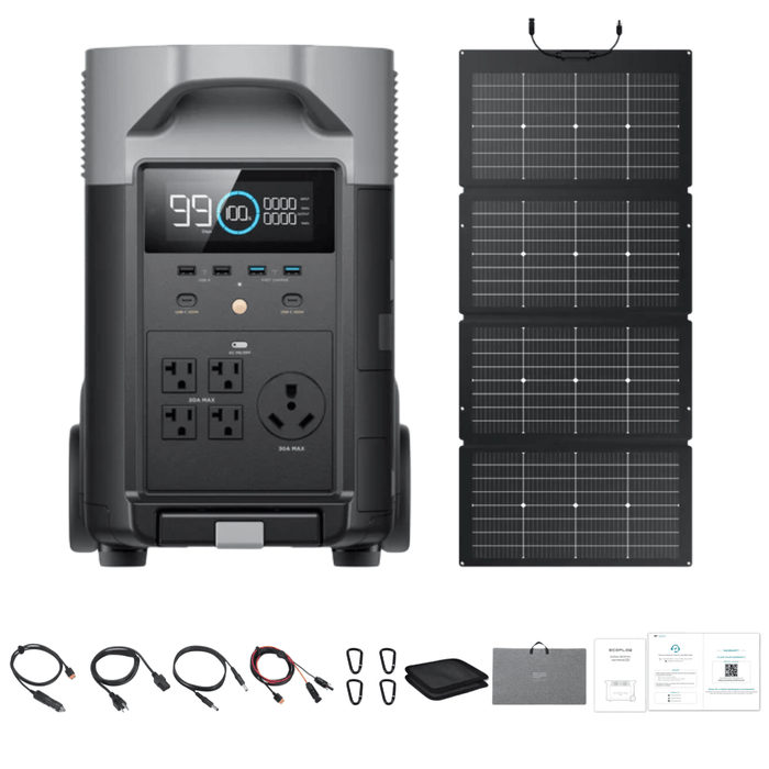 EcoFlow DELTA Pro Solar Generator + 220W Portable Solar Panels - Off Grid Stores