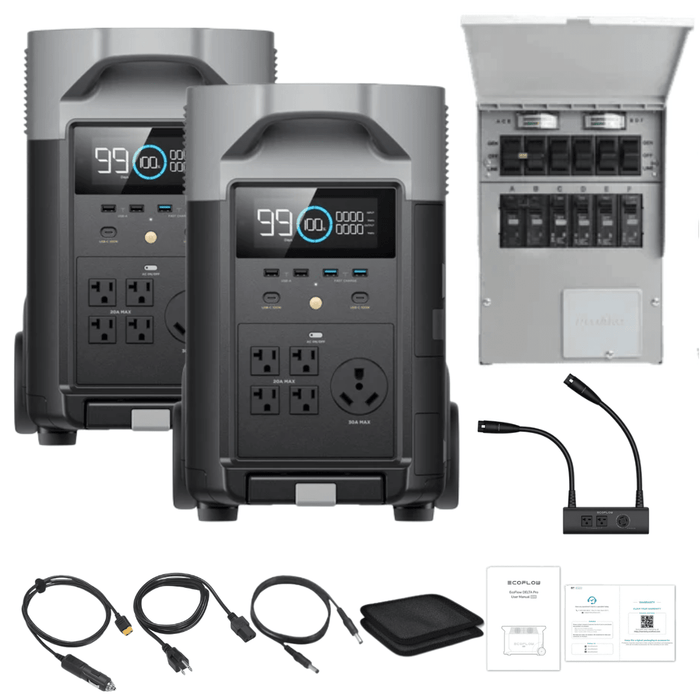 EcoFlow DELTA Pro*2 + Double Voltage Hub + Transfer Switch 306A - Off Grid Stores
